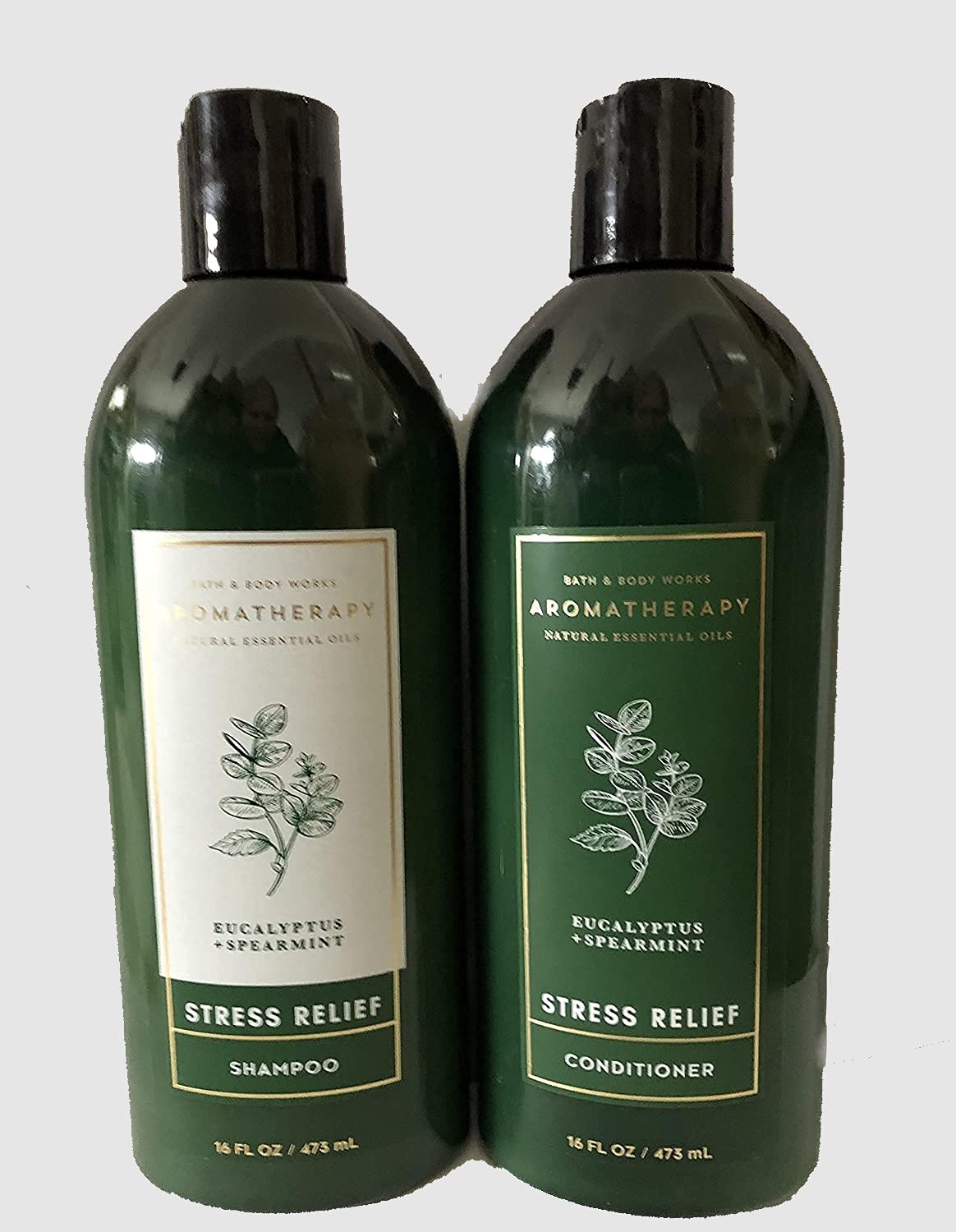 Bath & Body Works Aromatherapy Eucalyptus + Spearmint Stress Relief Shampoo & Conditioner Set – New Look, 16 oz Each