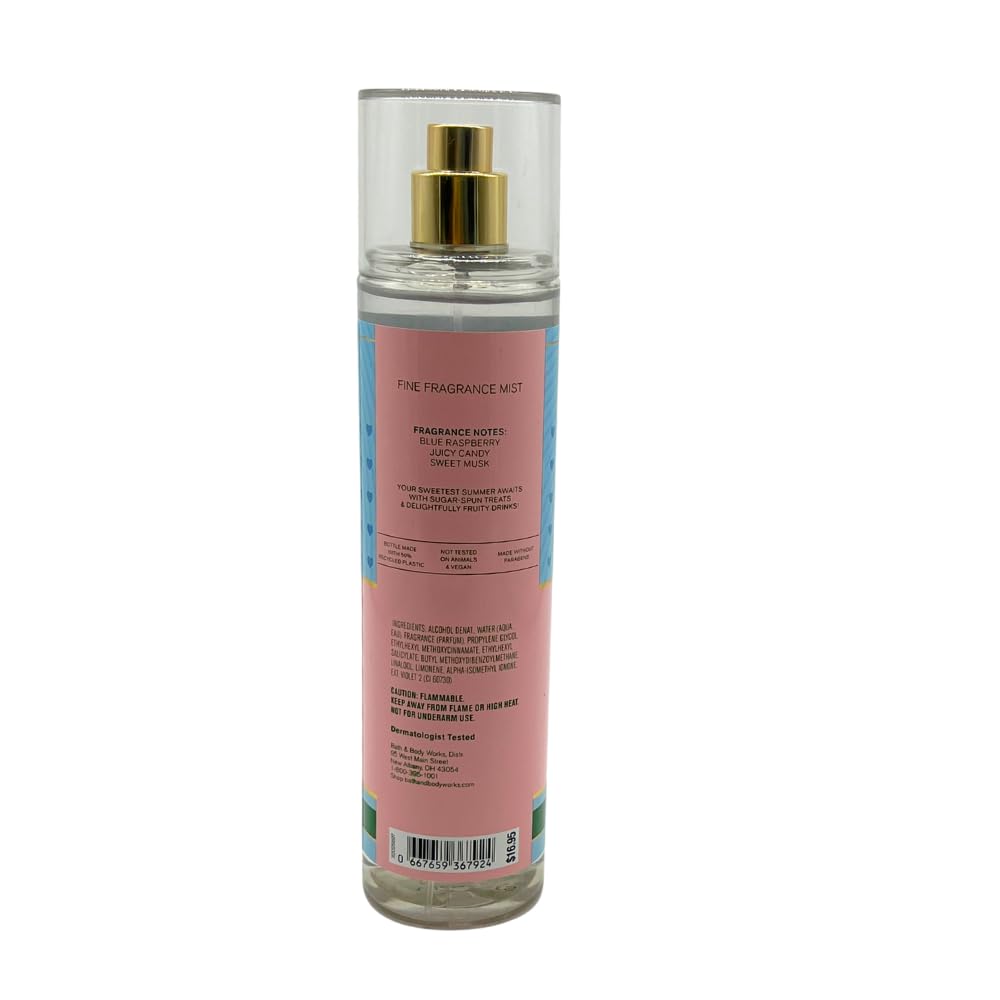 Bath & Body Works Blue Raspberry Burst Fine Fragrance Mist Gift Set – 2 × 8 oz, Red Bow