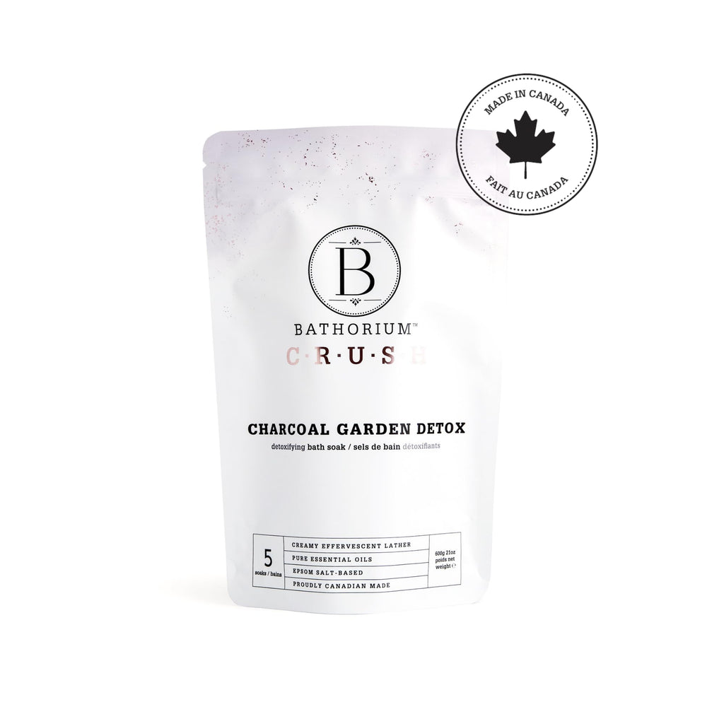 Bathorium Charcoal Garden Detox Crush — Purifying Bath Soak with Activated Charcoal & Eucalyptus, pH-Balanced (5+ Baths, 21 oz)