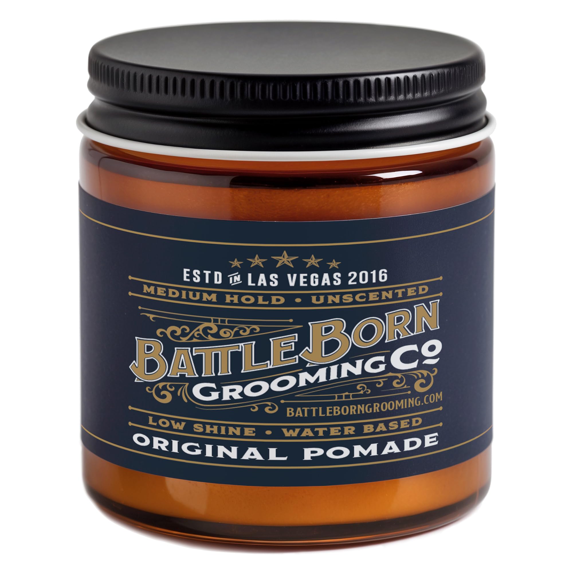 Battle Born Original Pomade – Unscented, 4 oz | Medium Hold, Water Based