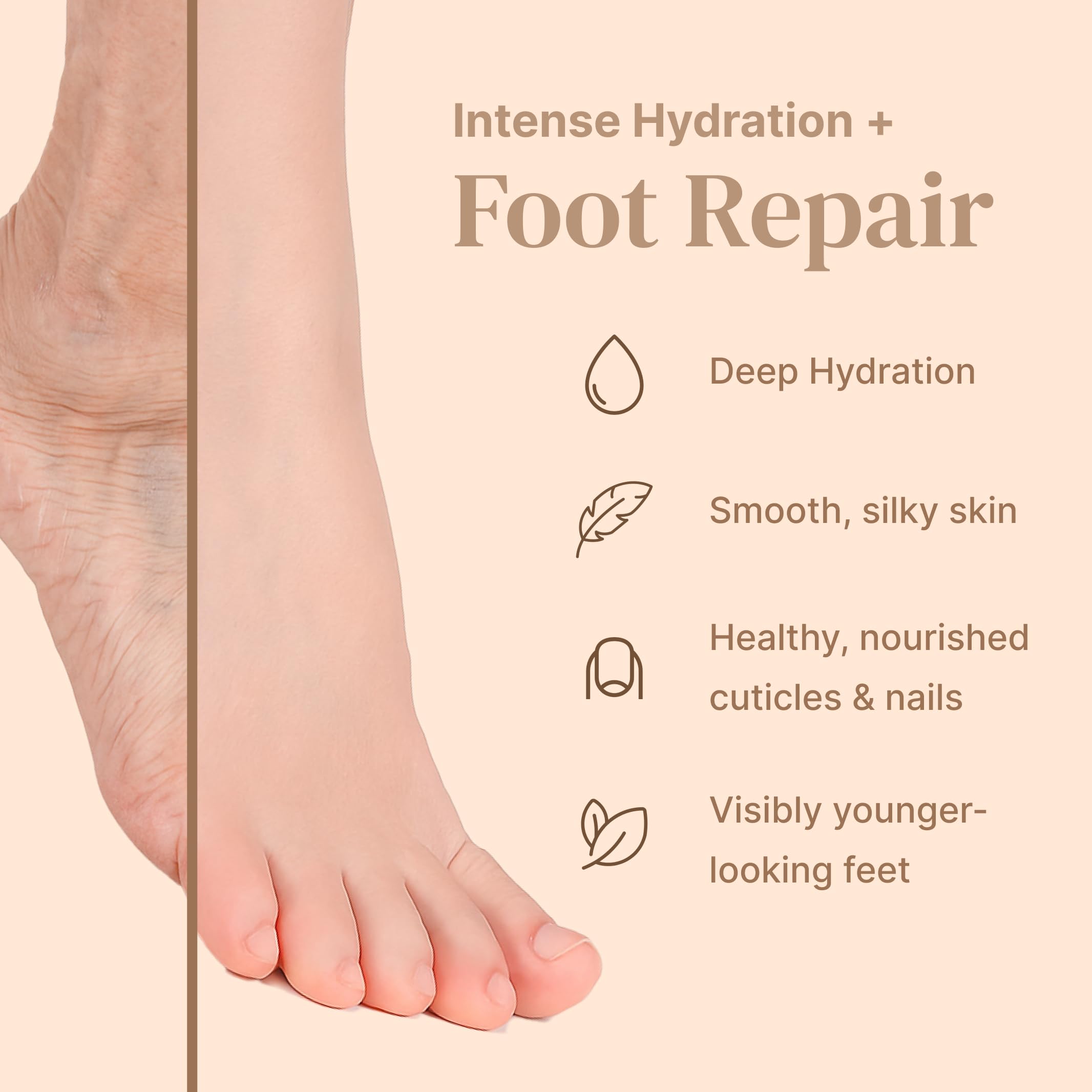 Foot Mask Moisturizing Socks for Dry Cracked Feet | Bayside Hydrates with Snail Mucin, Shea Butter & Hyaluronic Acid