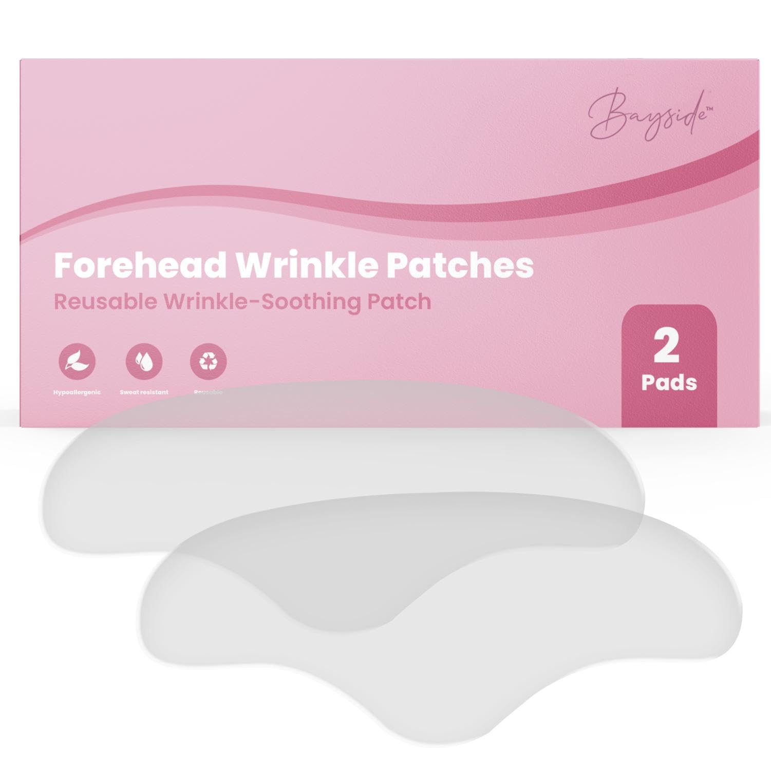 Bayside Forehead Wrinkle Patches - Reusable Non-Invasive Skin Care, 2-Pack
