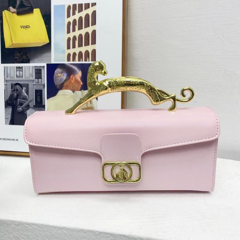 Women's Bag Is Fashionable And Simple, With A Hard Handle And A Carrying Crossbody Bag