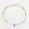 Summer Colorful Beaded Female Acrylic Copper Inlaid Zirconium Candy Color Heart Peach Necklace