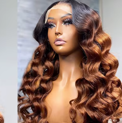 Ombre Blonde Deep Water Wave Pre-Plucked Hairline Human Hair 13x4 HD lace Wig
