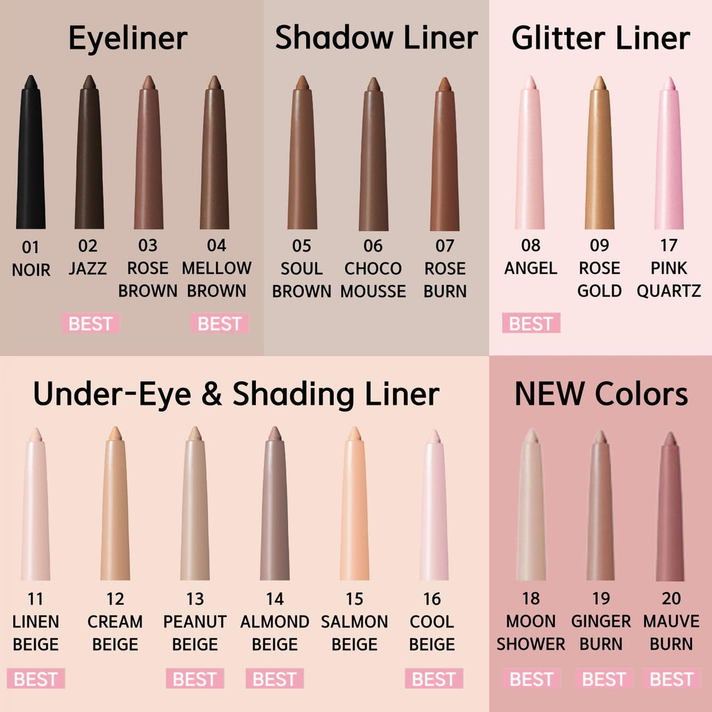 BBIA Last Auto Gel Eyeliner No.01 Noir – 17 Color Range, Multi-Use, Longwear & Waterproof Mechanical Eyeliner