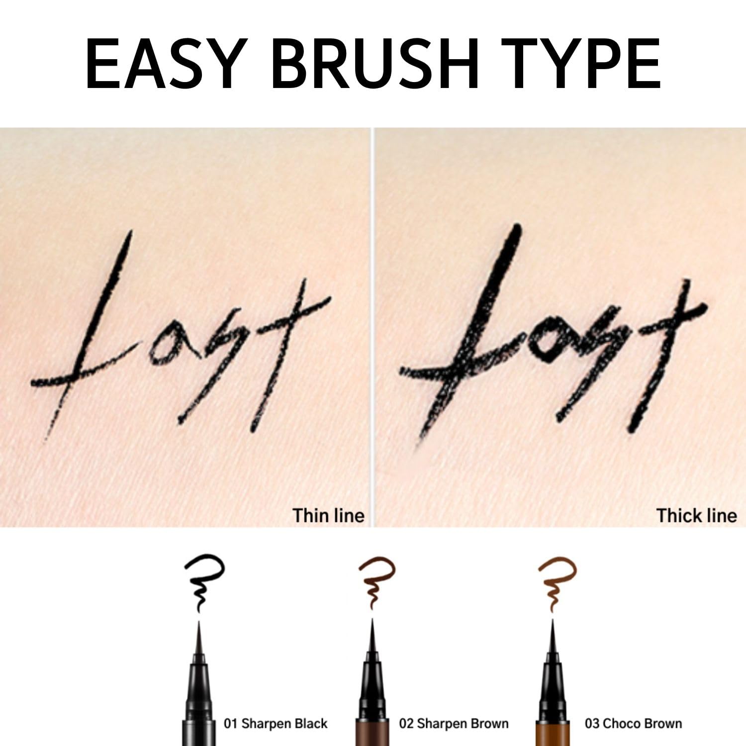 BBIA Last Pen Eyeliner - Waterproof Liquid Eyeliner with Quick-Dry Fine Brush (Sharpen Brown)