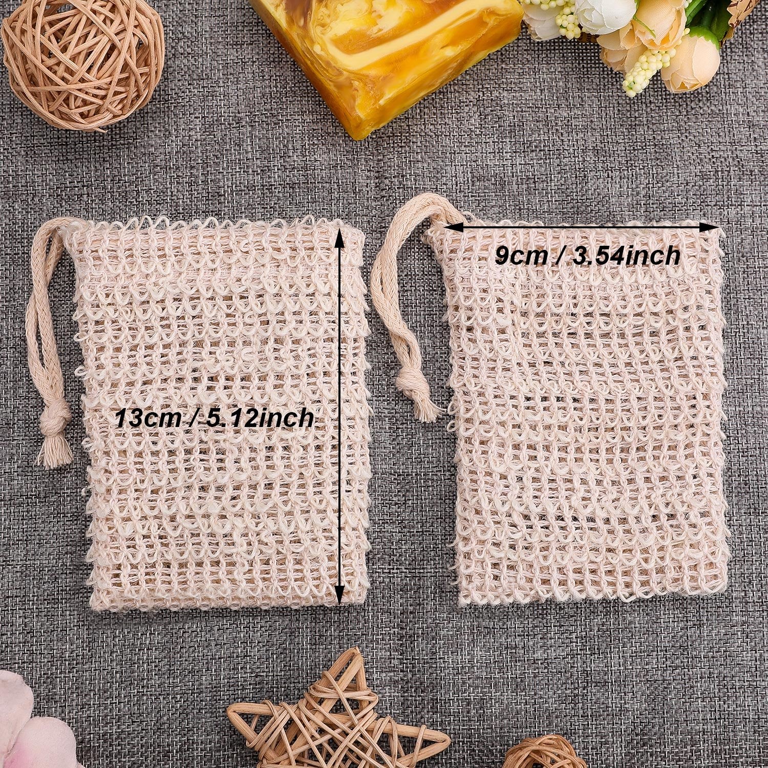 BBTO 15-Piece Soap Saver Bag | Exfoliating Sisal Mesh Pouch