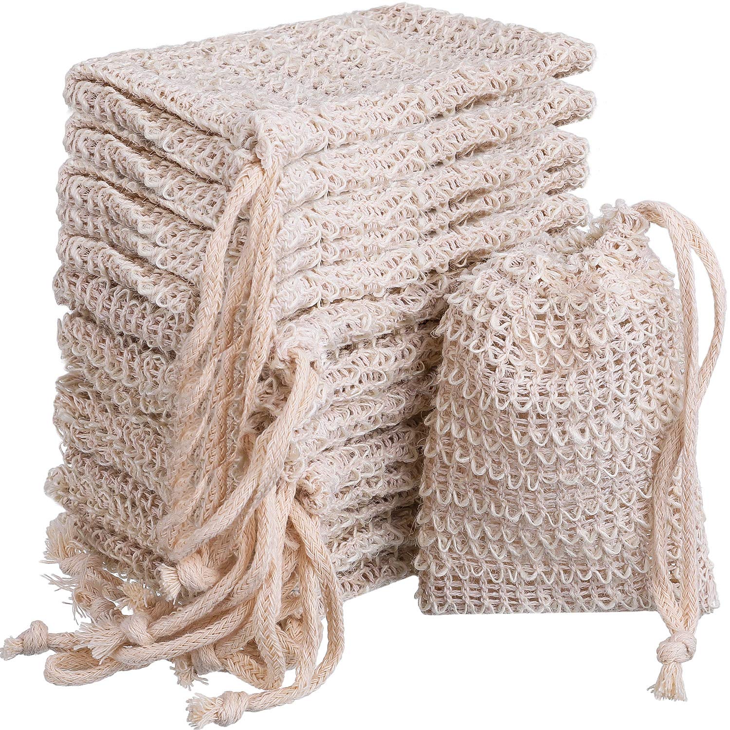 BBTO 15-Piece Soap Saver Bag | Exfoliating Sisal Mesh Pouch