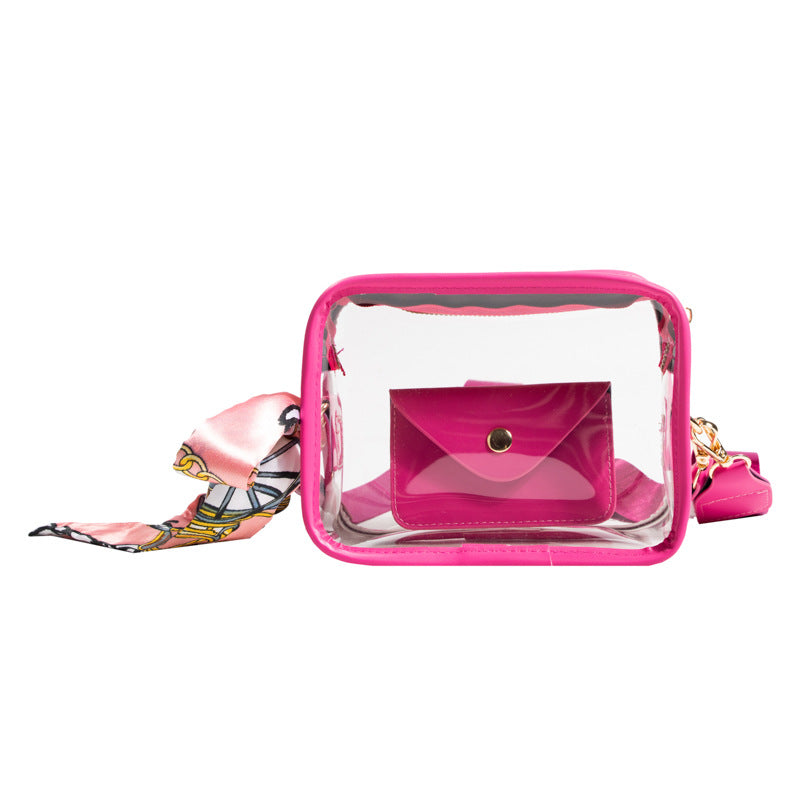 Women's Wide Shoulder Strap PVC Crossbody Transparent Bag
