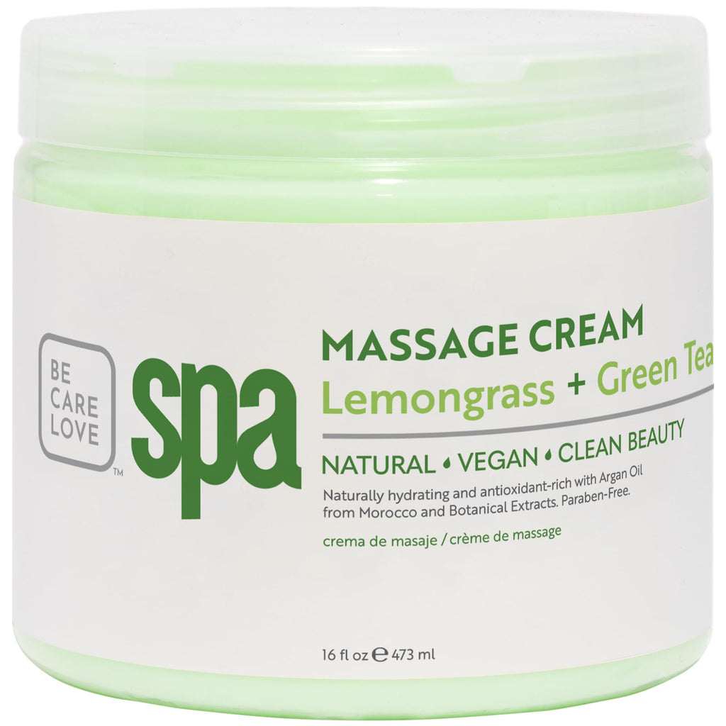 BCL SPA Massage Cream with Lemongrass + Green Tea – Hydrating Body Lotion, 16 oz