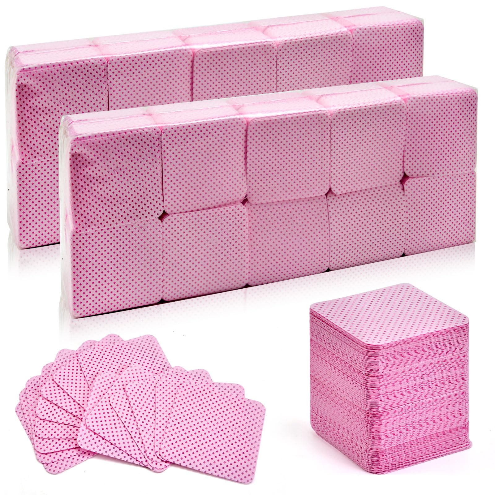 BCOWOS Pink Lint-Free Nail Wipes – 2000PCS, Ultra-Absorbent Polish Remover Pads for Nails, Gel & Lash Extensions