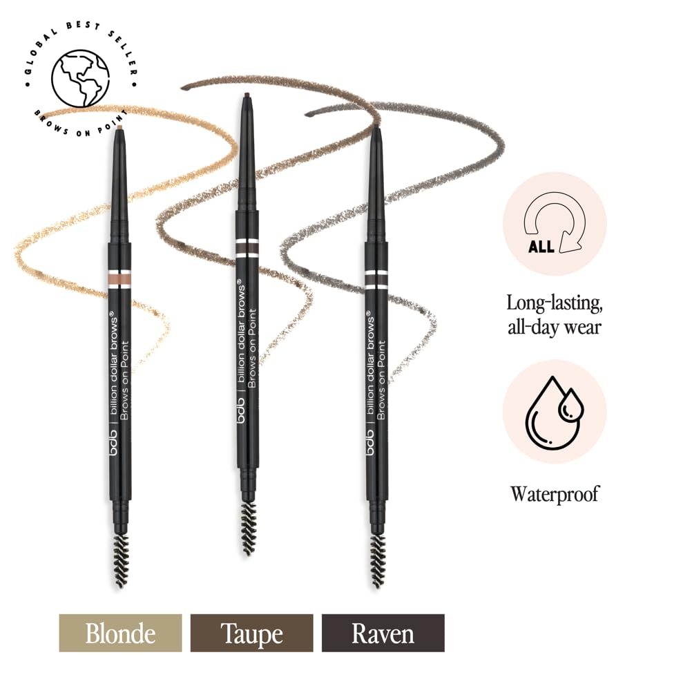 BDB Brows On Point Micro Brow Pencil – Precision Tip & Spoolie, Waterproof, 2-Pack