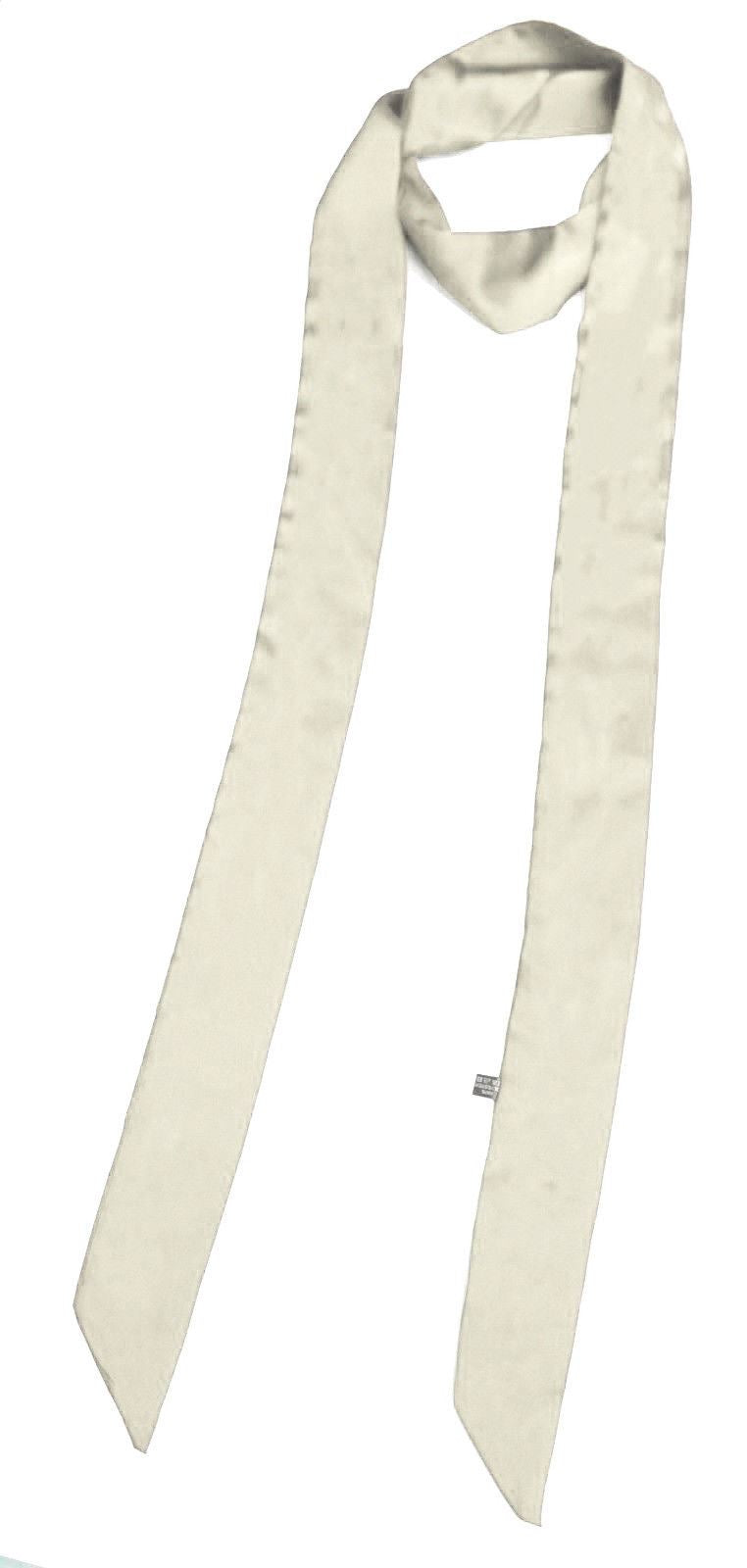 Women Skinny Scarf Satin Faux Silk Long Slim Ribbon Thin Fashion Ladies Scarves[Cream Ivory]