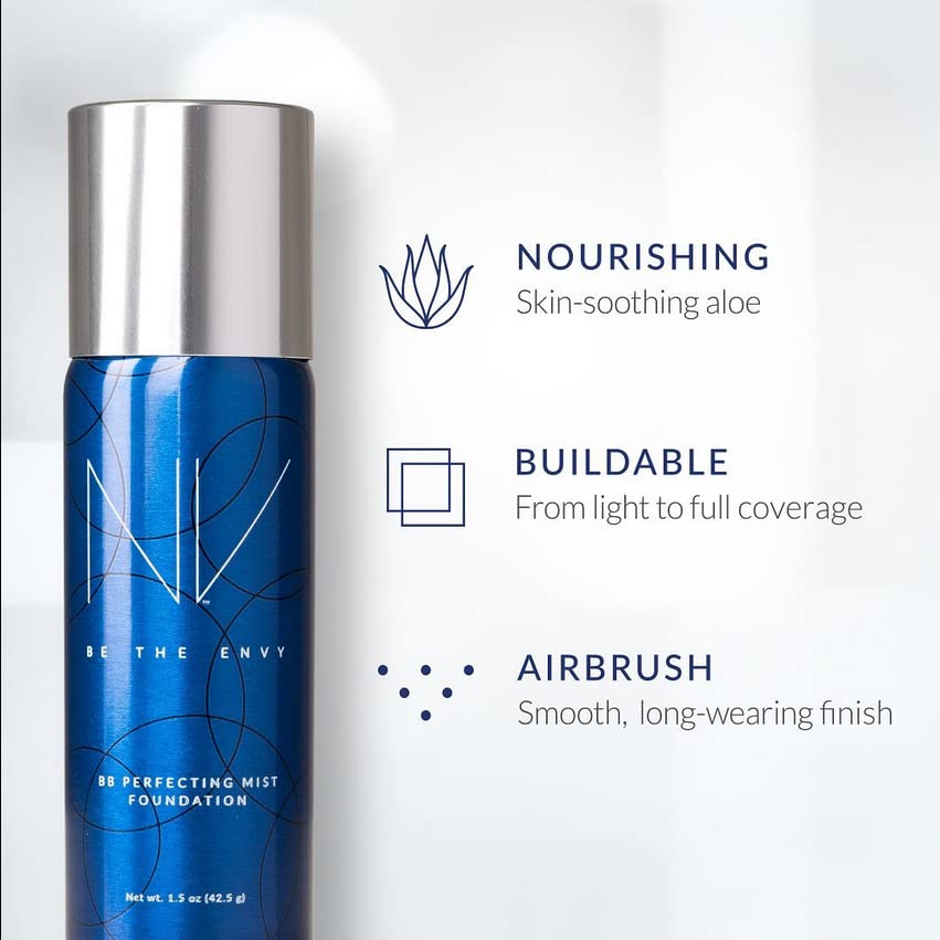 BE THE ENVY NV BB Perfecting Mist Foundation – Buildable Airbrush Coverage (Cool Toffee)