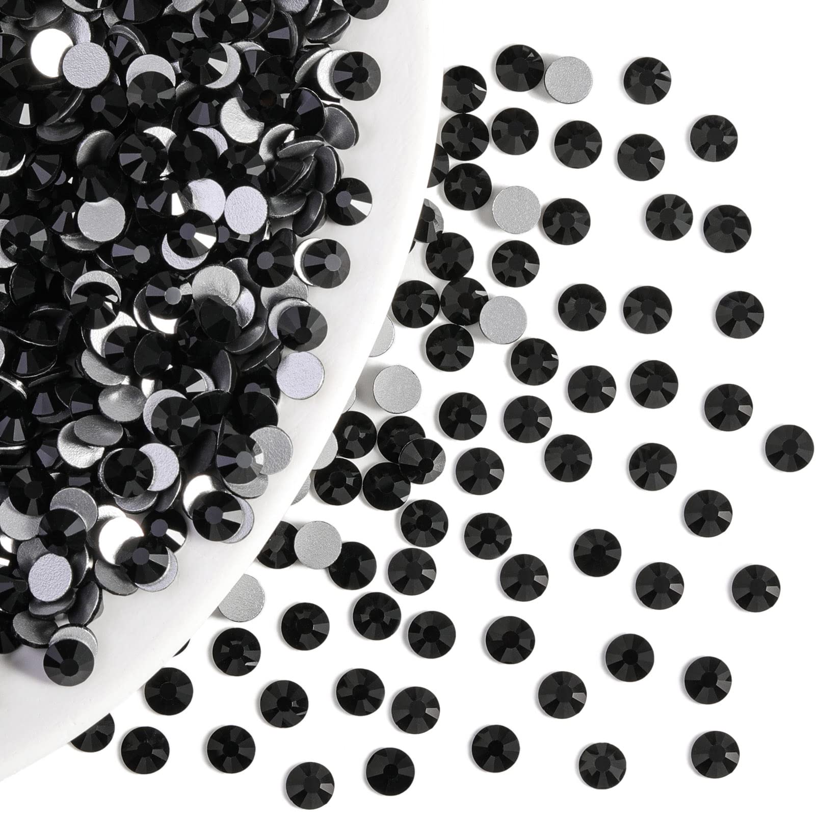 BEADSLAND Beadsland Flatback Rhinestones Bulk – 14,400 pcs Jet Black SS10 2.7-2.9mm