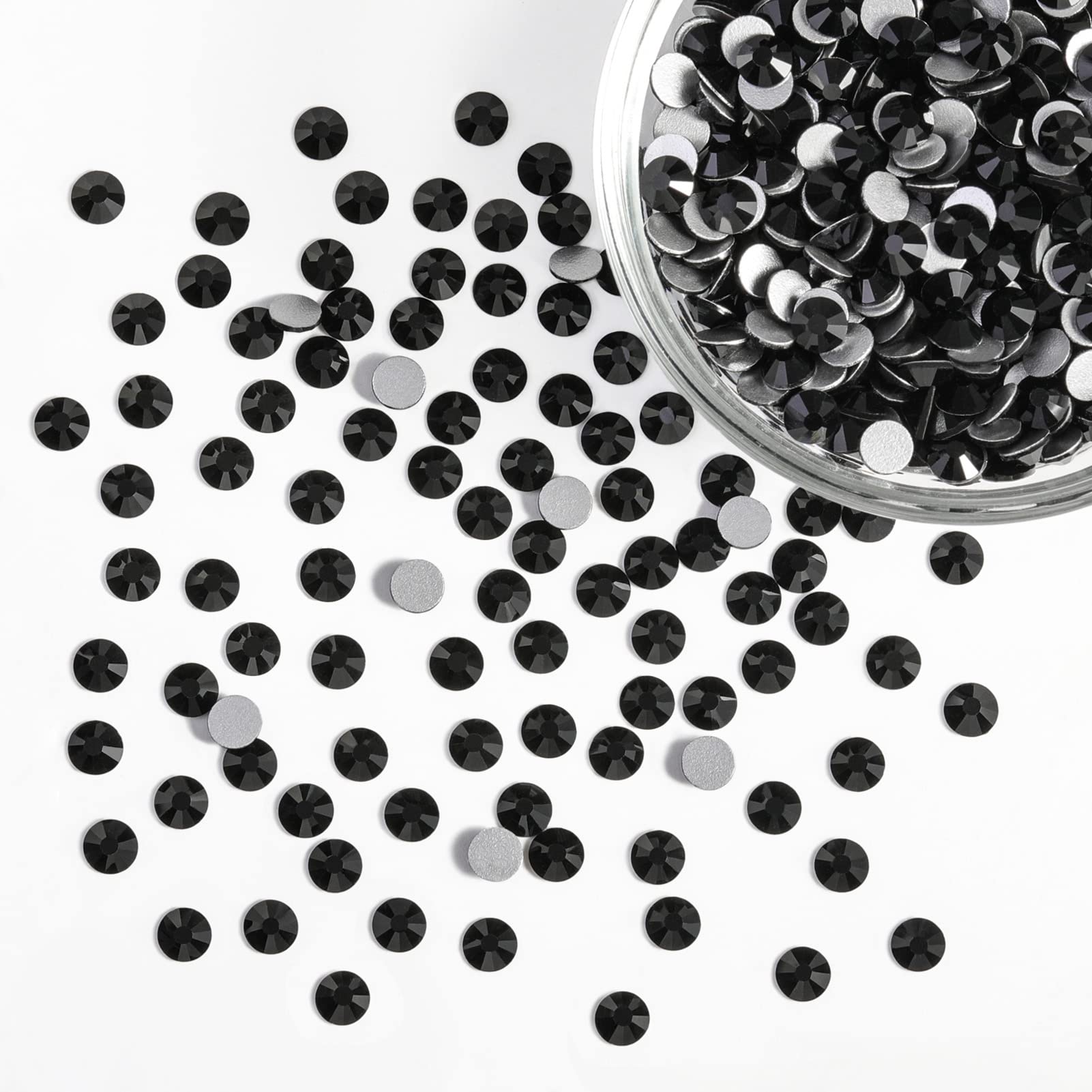 BEADSLAND Flatback Rhinestones Bulk – 14400pcs Jet Black SS8 2.3–2.5mm for Nails & Crafts