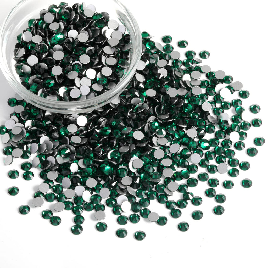 BEADSLAND Flatback Rhinestones Bulk – 14400pcs Emerald Green SS10 2.7-2.9mm for Nails, Crafts & Clothing