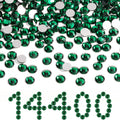 BEADSLAND Flatback Rhinestones Bulk – 14400pcs Emerald Green SS10 2.7-2.9mm for Nails, Crafts & Clothing