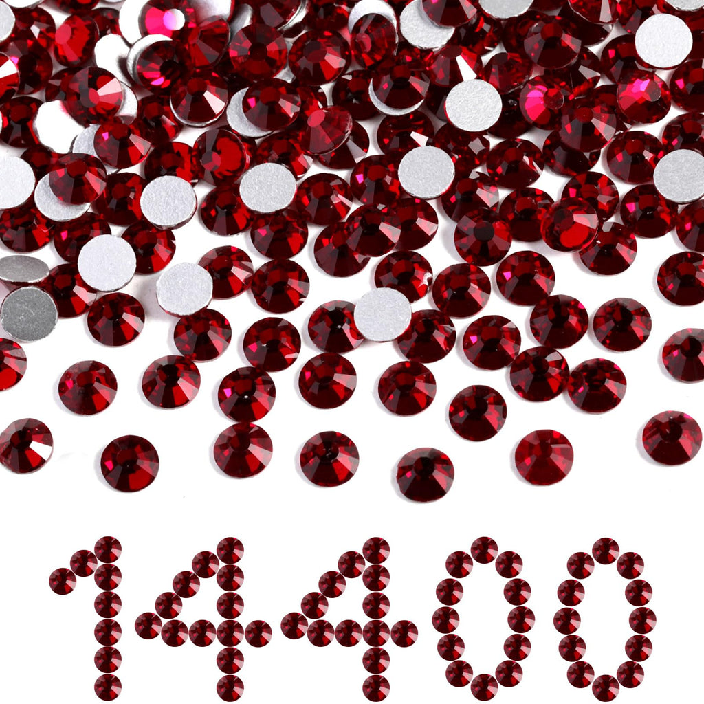 BEADSLAND Beadsland Flatback Rhinestones Bulk 14400 Red Dark Siam SS8 2.3-2.5mm for Nails & DIY Decor