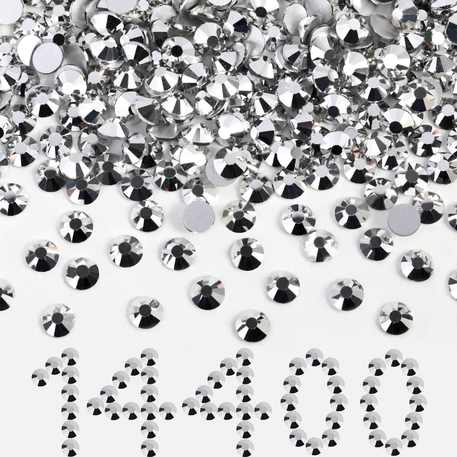 Beadsland Flatback Rhinestones Bulk SS10 2.7-2.9mm 14400pcs Silver Hematite