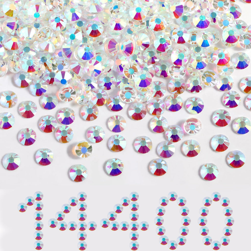 Beadsland Flatback Rhinestones Bulk – 14,400 Transparent AB SS12 3.0–3.2mm for Nails & Crafts