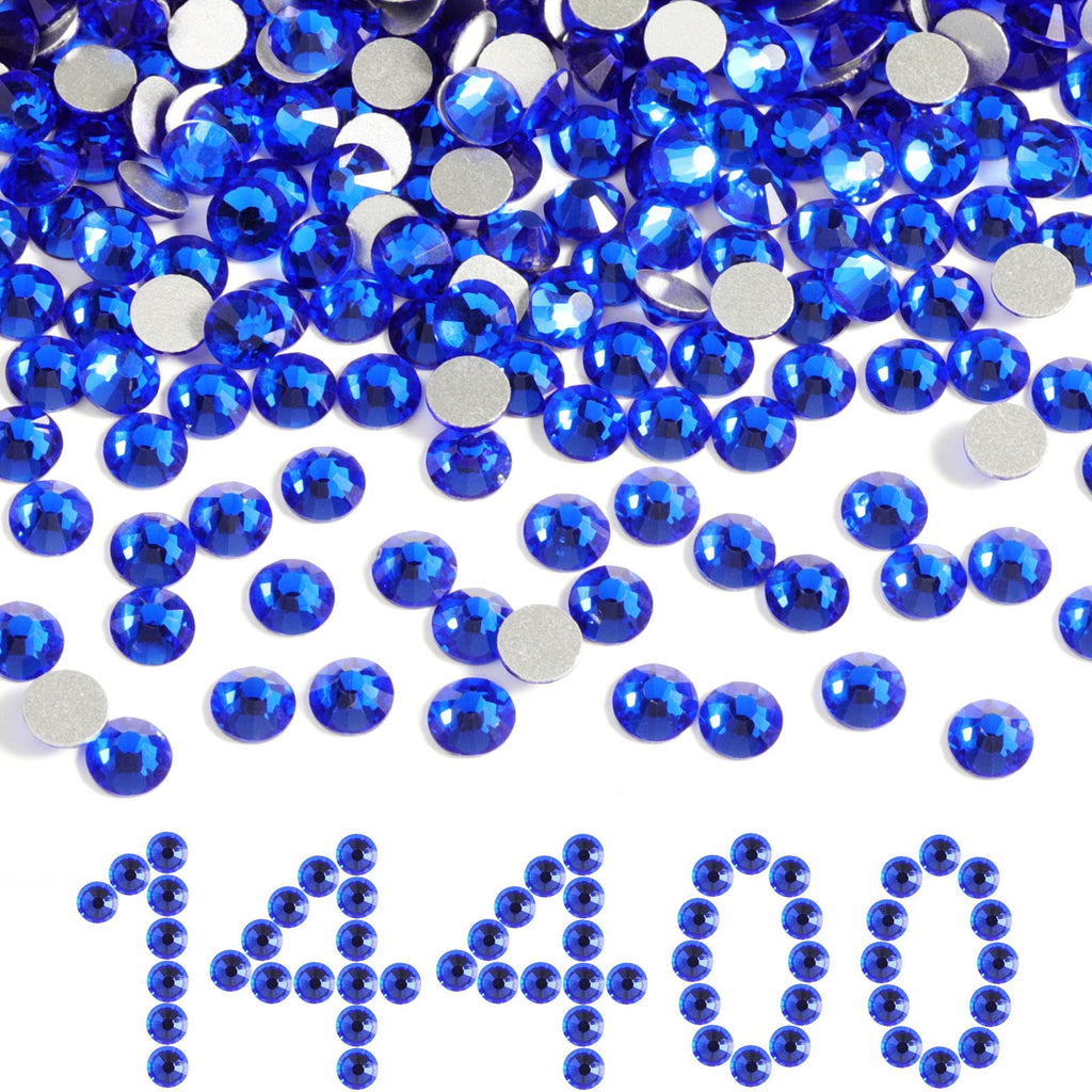 Beadsland Flatback Rhinestones Bulk – 14400pcs Sapphire SS8 2.3–2.5mm for Nails, Crafts & DIY