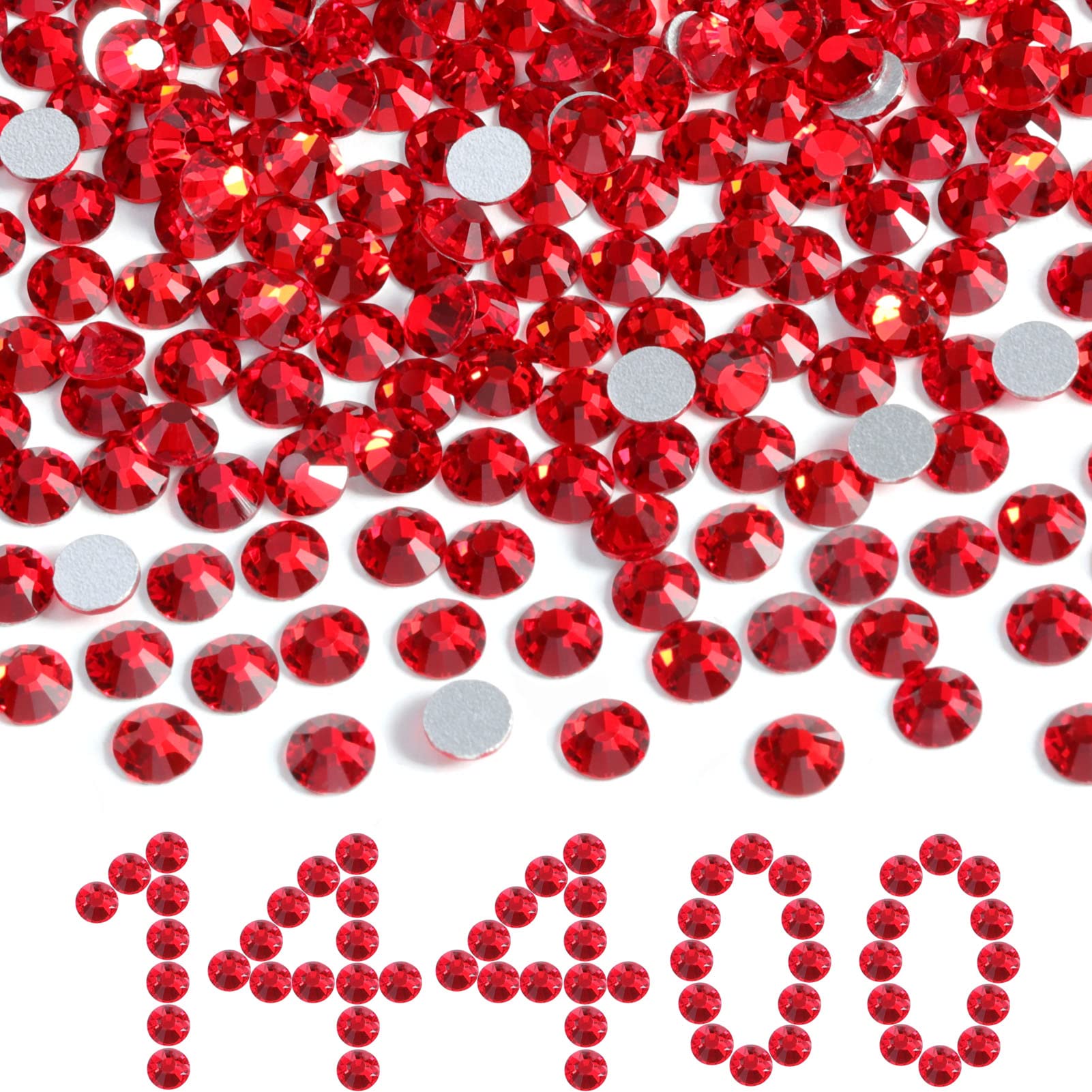 BEADSLAND Flatback Rhinestones Bulk SS8 Light Siam 2.3-2.5mm – 14,400 pcs