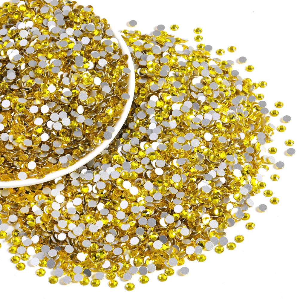 Beadsland Flatback Rhinestones Bulk – 14,400 Yellow SS10 2.7-2.9mm for Nails, Crafts, Clothes