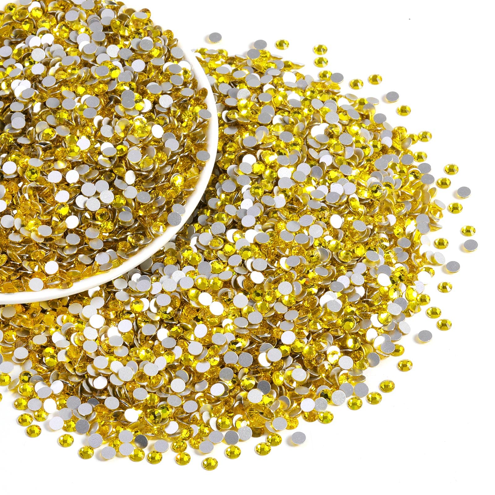 Beadsland Flatback Rhinestones Bulk – 14,400 Yellow SS10 2.7-2.9mm for Nails, Crafts, Clothes