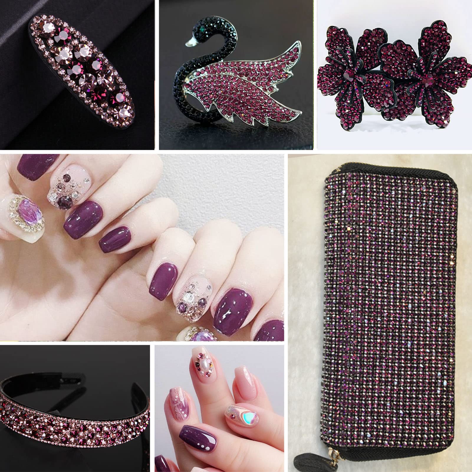 Beadsland Burgundy Rhinestones SS10 2.7-2.9mm Bulk 14400pcs for Nails & Crafts