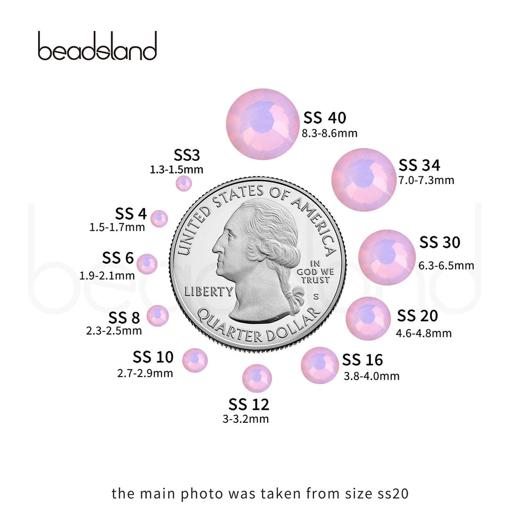Beadsland 1440pcs Light Rose Opal Flat-Back Rhinestones SS20 4.6–4.8mm for Nail Art & Crafts