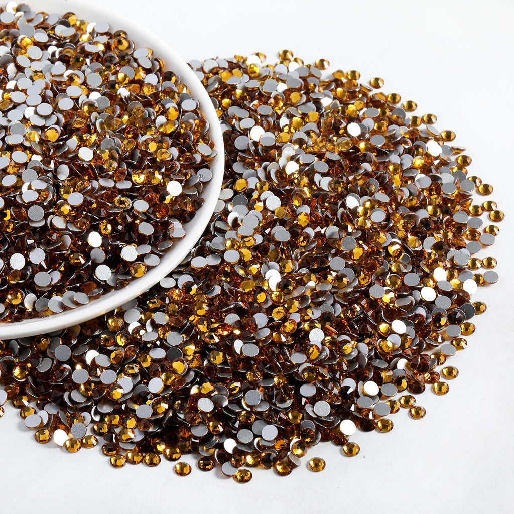 BEADSLAND Flatback Rhinestones Bulk Topaz SS10 2.7-2.9mm – 14,400pcs