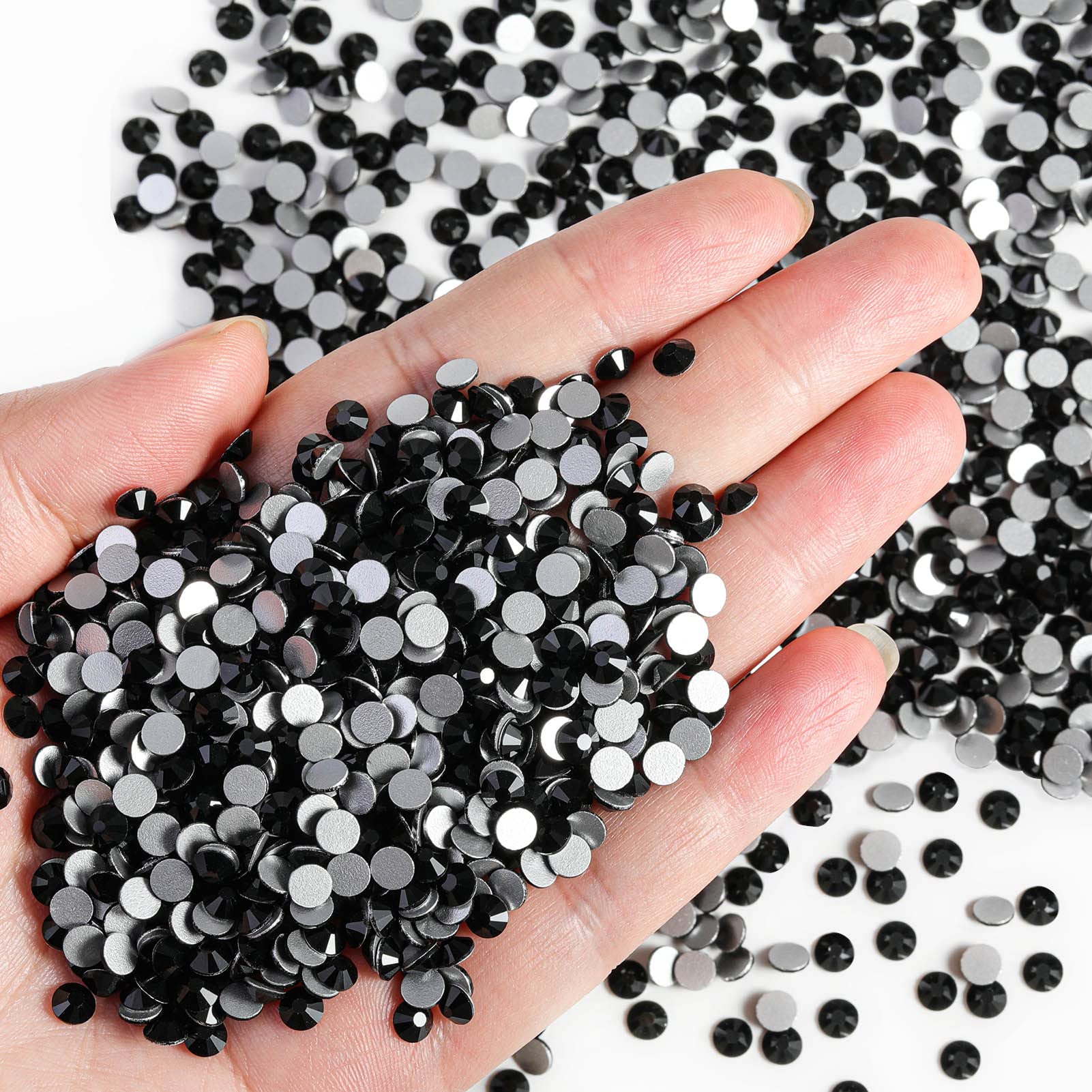 BEADSLAND Flatback Rhinestones Bulk – 14400pcs Jet Black SS8 2.3–2.5mm for Nails & Crafts