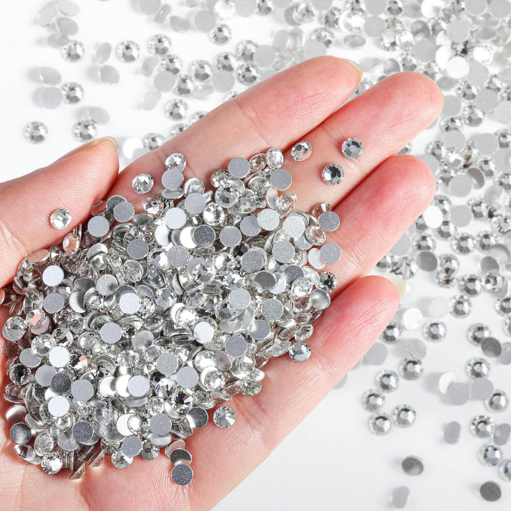 BEADSLAND Flatback Rhinestones Bulk – 14,400 White SS8 (2.3–2.5mm) for Nails, Crafts, Clothes, DIY Decoration