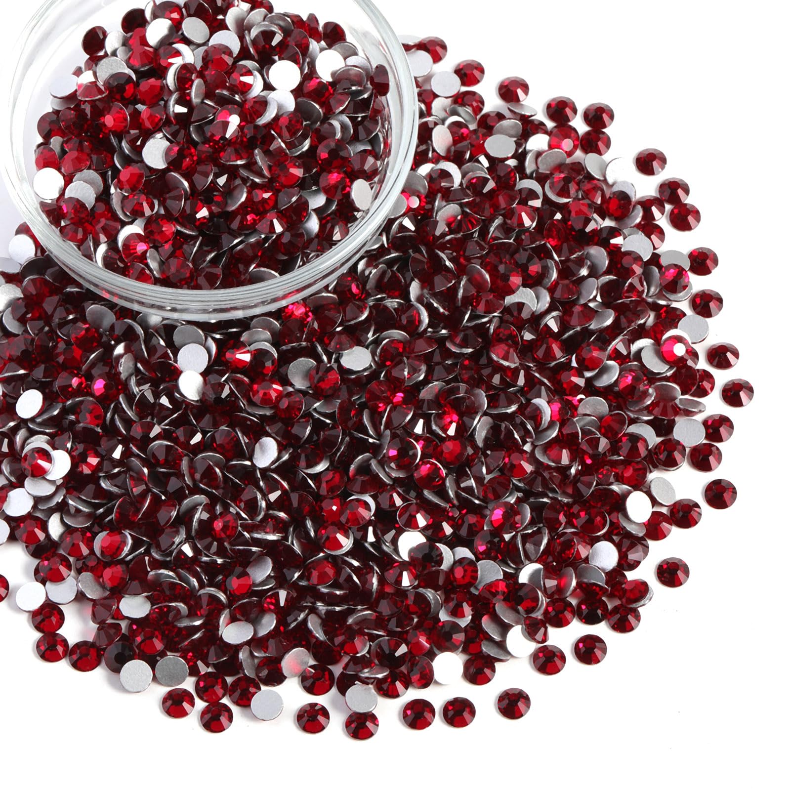 BEADSLAND Beadsland Flatback Rhinestones Bulk 14400 Red Dark Siam SS8 2.3-2.5mm for Nails & DIY Decor