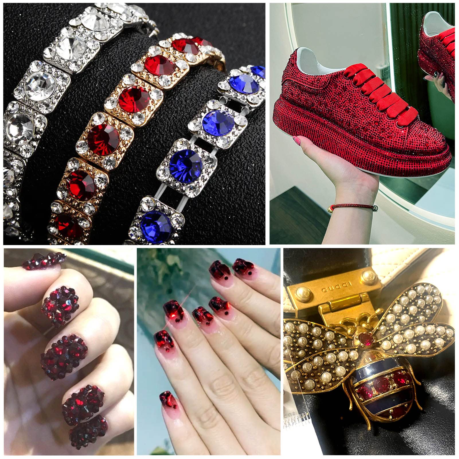 BEADSLAND Beadsland Flatback Rhinestones Bulk 14400 Red Dark Siam SS8 2.3-2.5mm for Nails & DIY Decor
