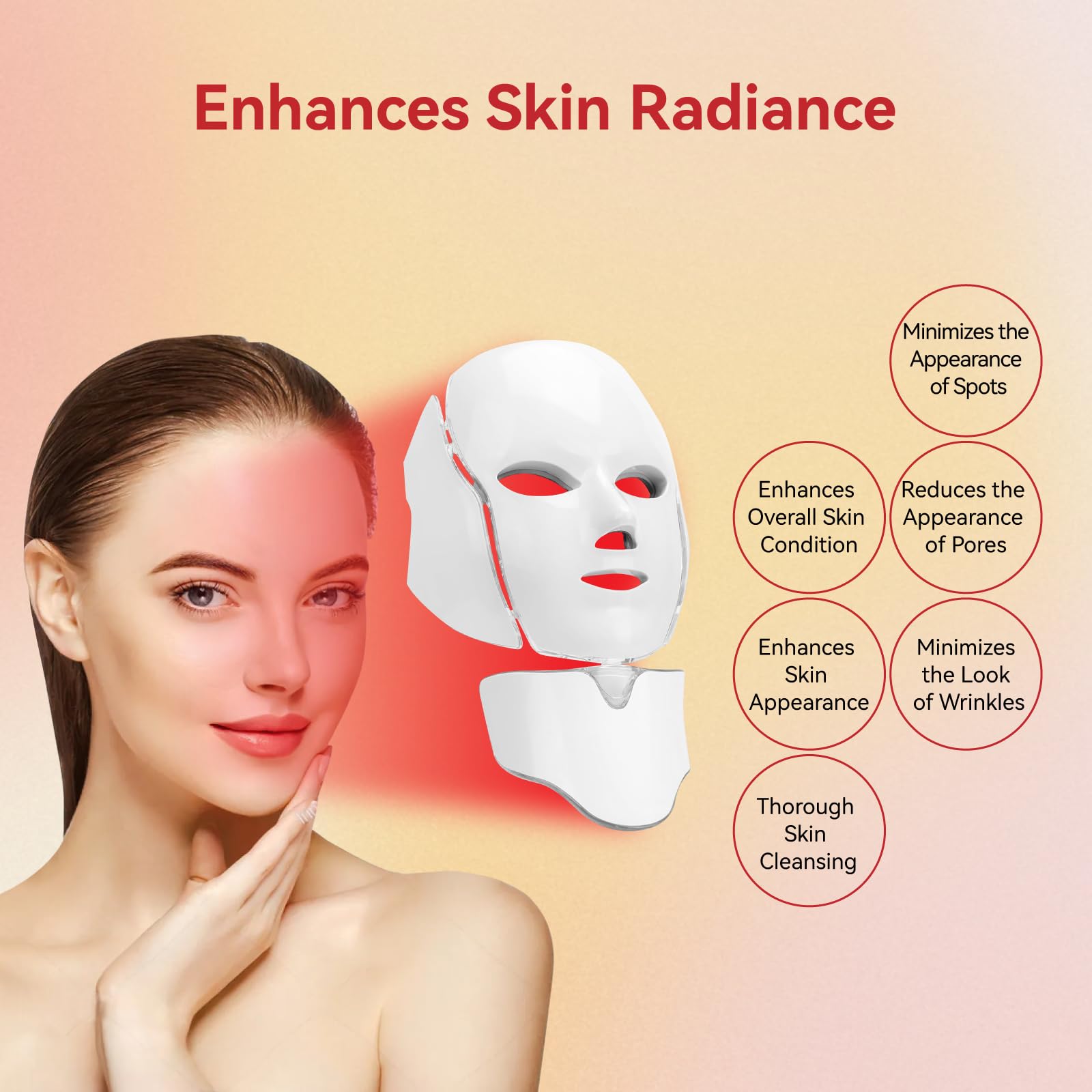 BeaRay LED Face Mask: 7-Color Light Therapy for Skin Vitality at Home