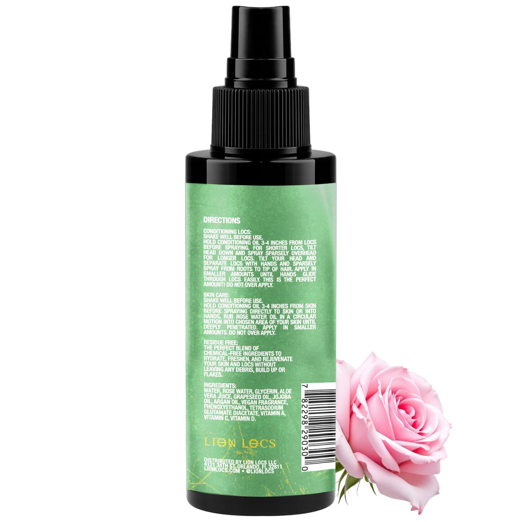 Beard Gains Lion Locs Rosewater Moisturizing Spray | Vegan Rosewater for All Hair Types (4oz) Desert Nectar