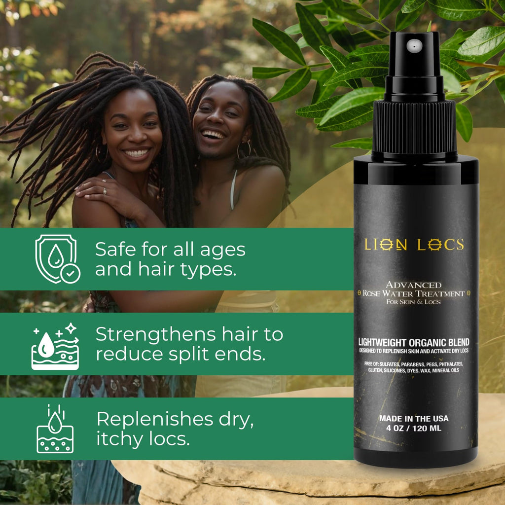 Beard Gains Lion Locs Rosewater Moisturizing Spray | Vegan Rosewater for All Hair Types (4oz) Desert Nectar