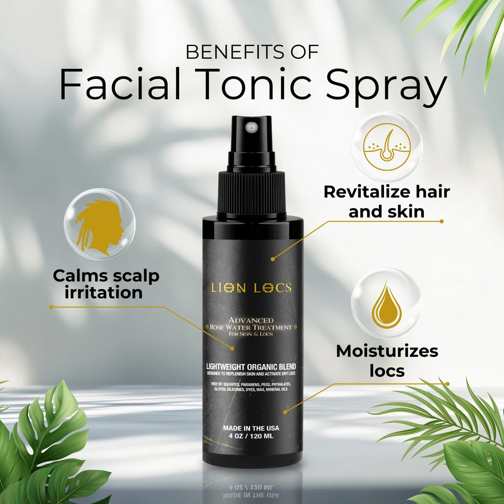 Beard Gains Lion Locs Rosewater Moisturizing Spray | Vegan Rosewater for All Hair Types (4oz) Desert Nectar
