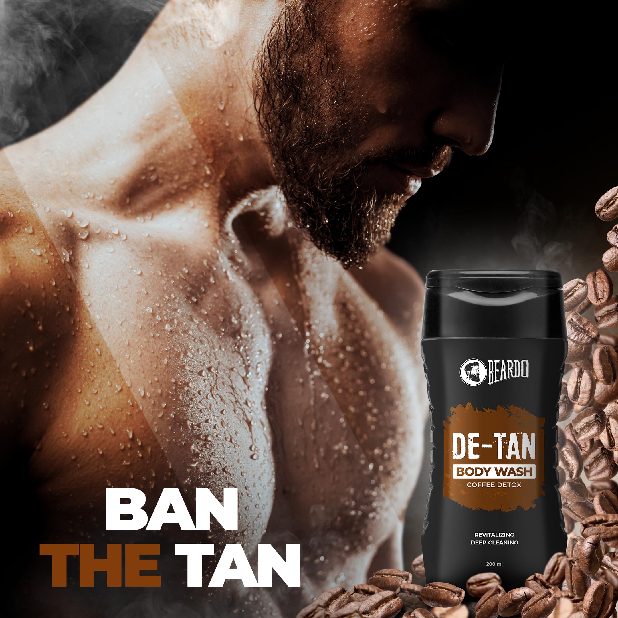 BEARDO LiveMoor De-Tan Body Wash for Men – 200ml | Coffee & Aloe, Deep Cleanse & Tan Removal