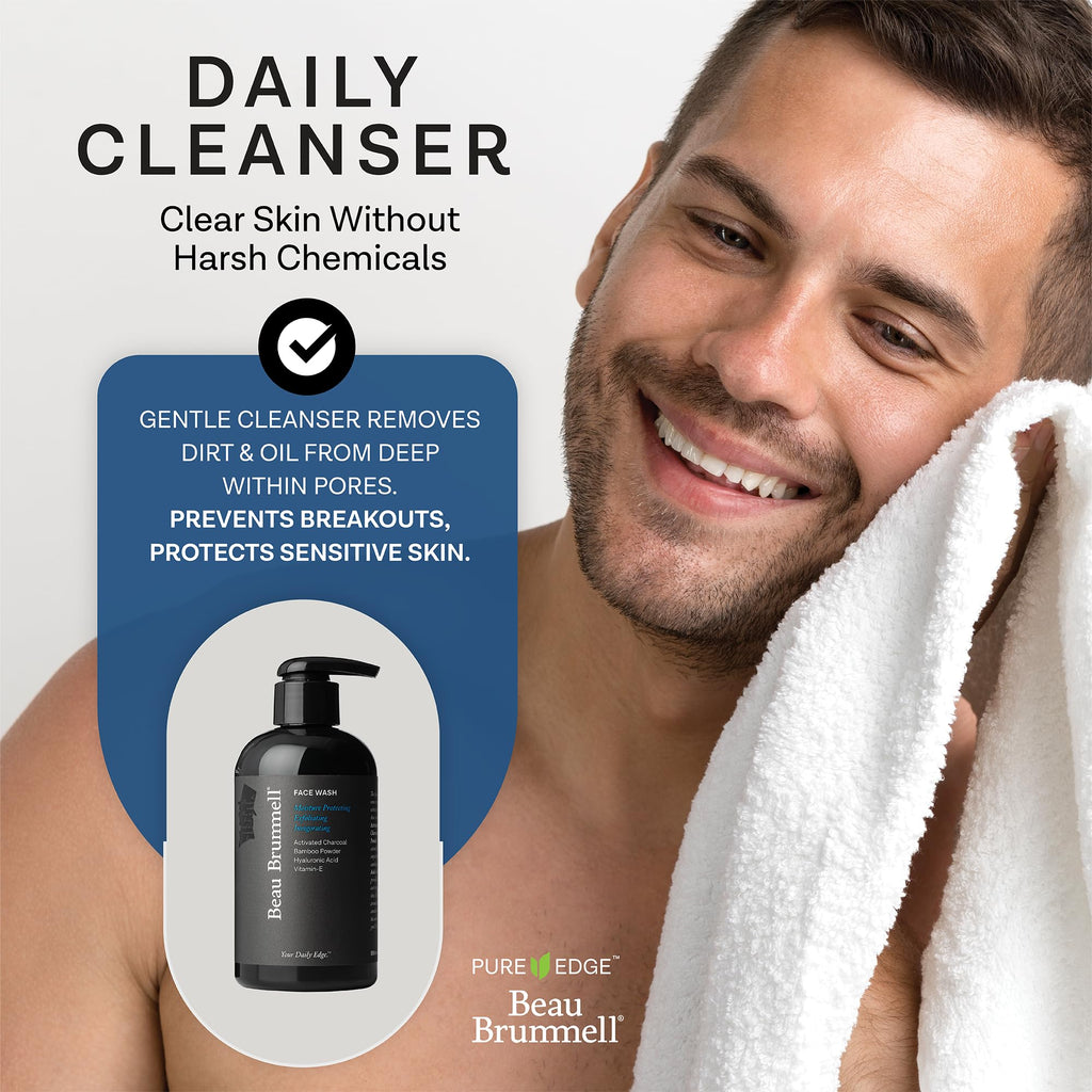 Beau Brummell Activated Charcoal Face Wash for Men | Hyaluronic Acid & Bamboo Powder