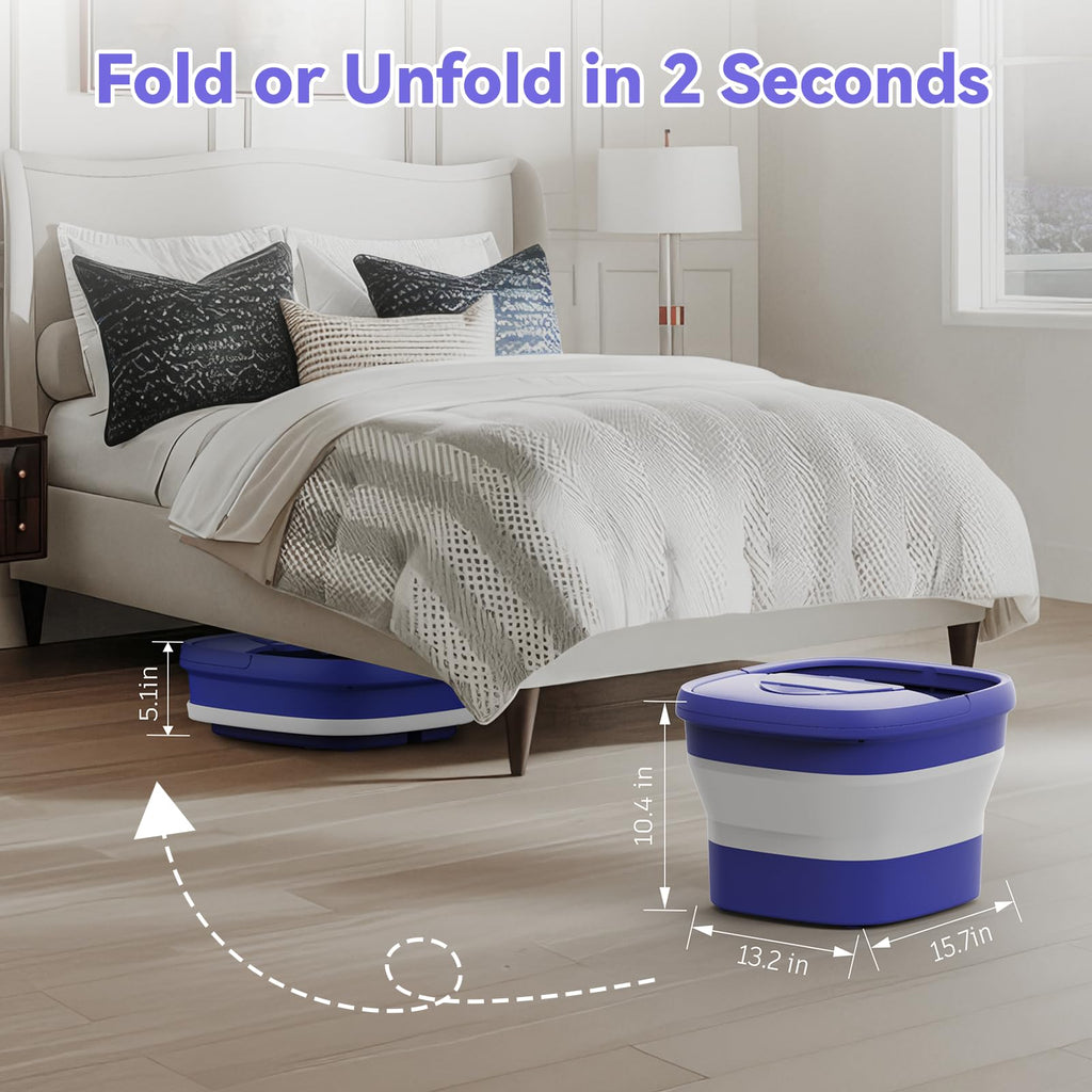BEAUMOI Collapsible Foot Spa with Heat, Remote, and 24 Shiatsu Massage Balls | Foldable Foot Bath