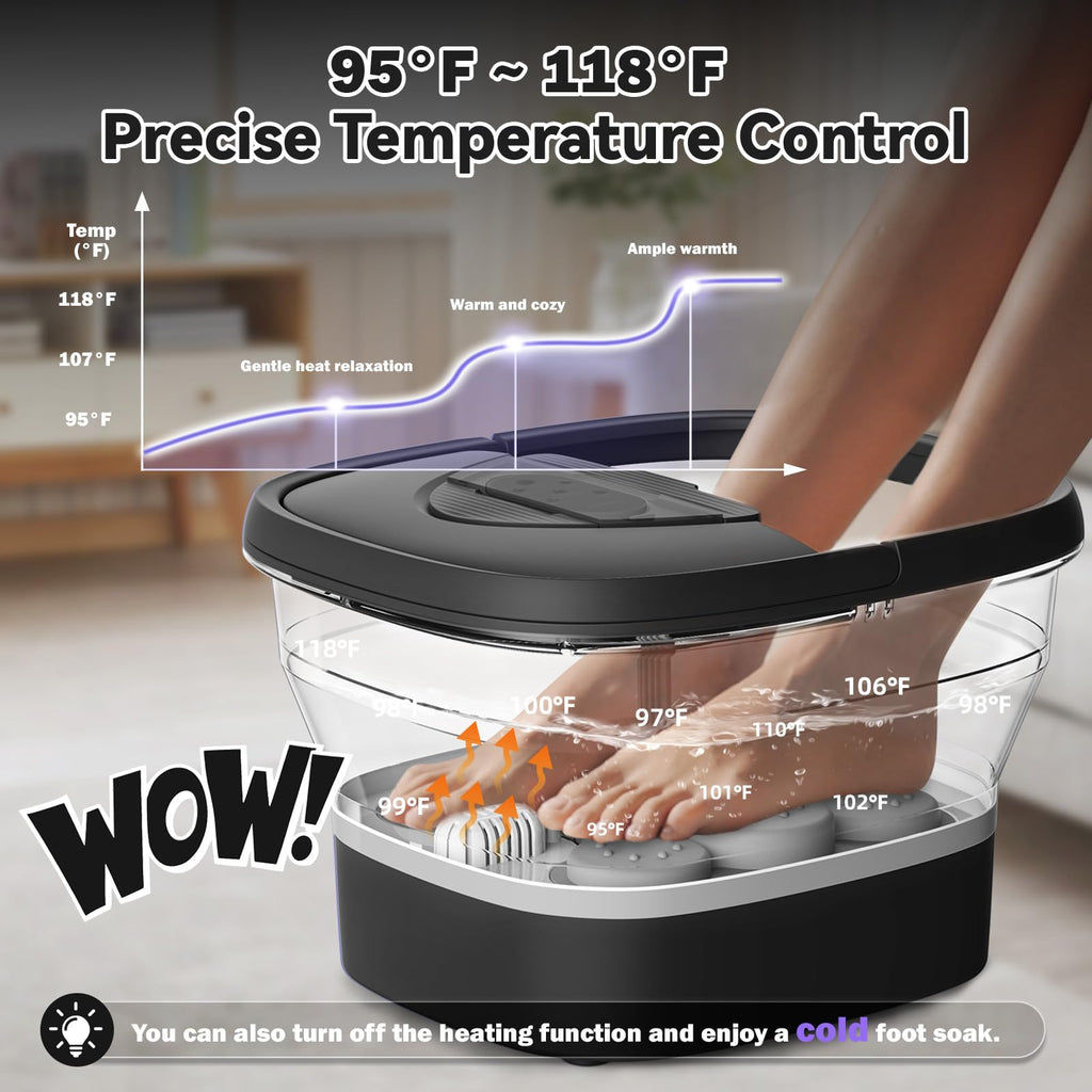Beaumoi Collapsible Foot Spa with Heat and Remote – Heated Foot Bath Massager with 24 Massage Balls