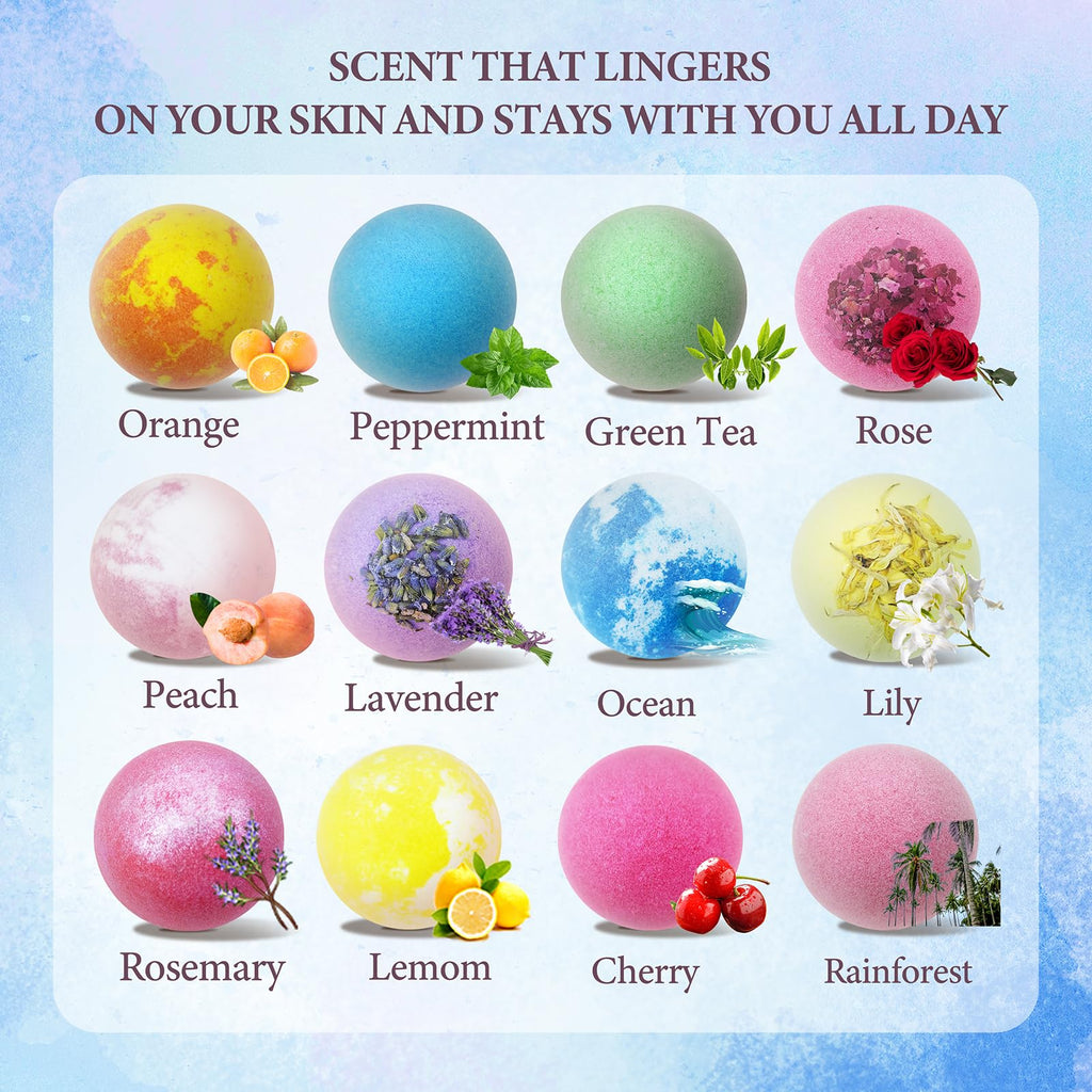 Beautifier Life 24-Piece Bath Bomb Gift Set – Essential Oil Spa Bubbles, Handmade Christmas Gifts