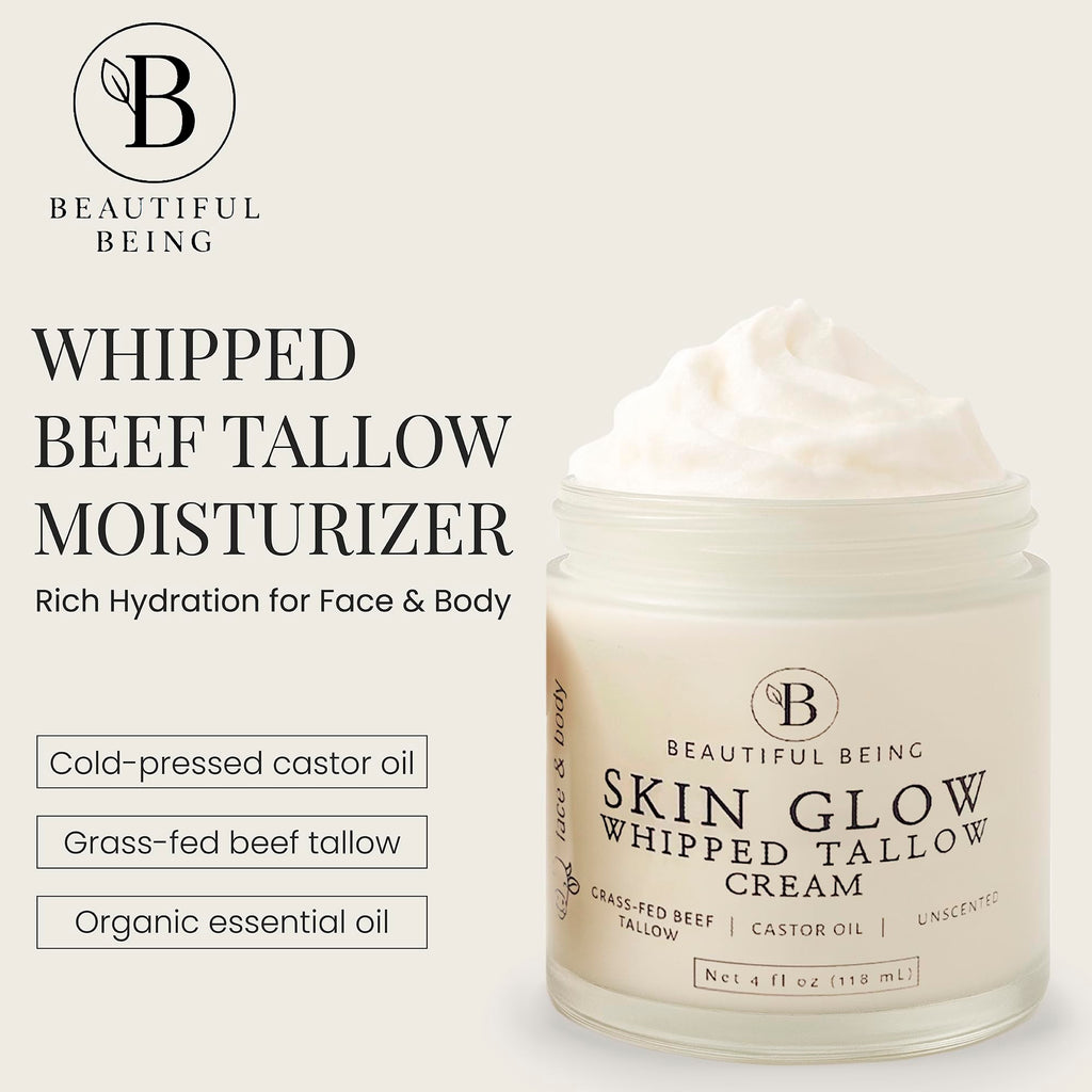 Beautiful Being SKIN GLOW — Grass-Fed Whipped Beef Tallow Moisturizer for Face & Body
