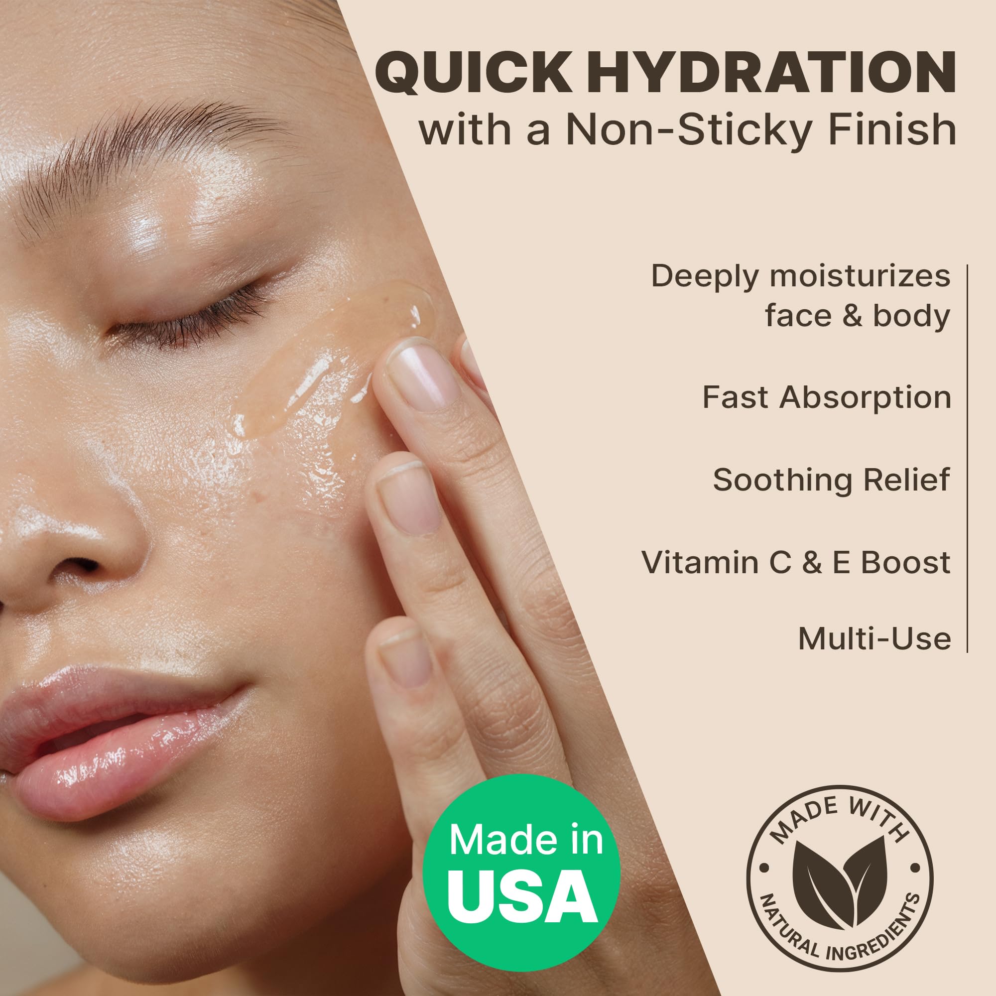 Beauty by Earth Aloe Vera Gel – USA Made with Organic Aloe, Vitamin C & E for Face, Skin & Hair