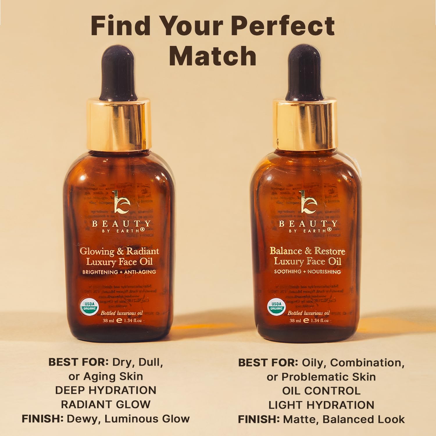 Beauty by Earth USDA Organic Face Oil – USA Made, Hydrating & Non-Comedogenic