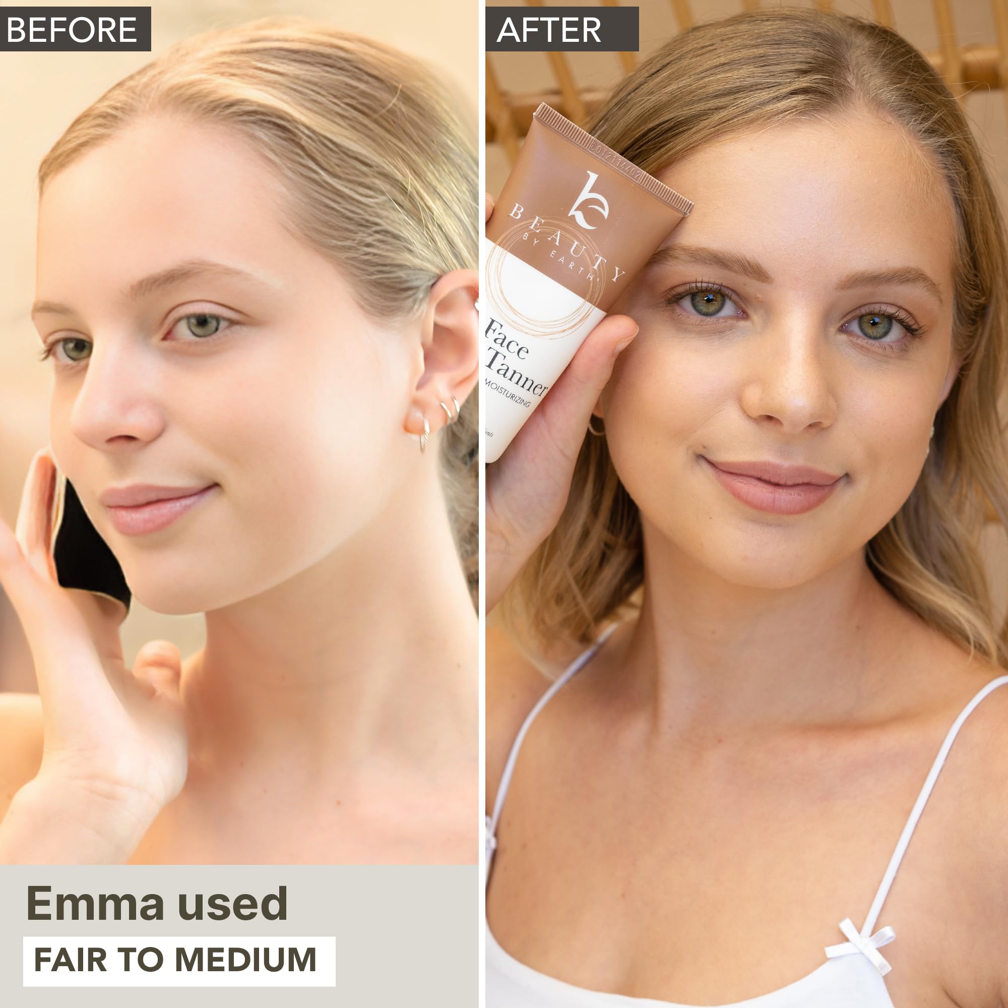Beauty by Earth Face Tanner — USA Made, Natural & Organic Ingredients, Buildable, Streak-Free Glow